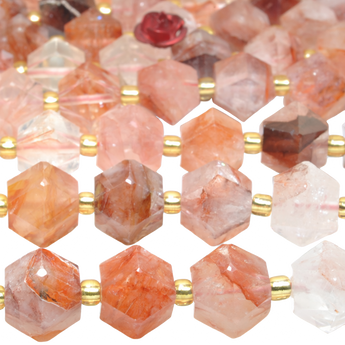 Natural red hematoid quartz geometry cut beads loose gemstone wholesale jewelry making bracelet diy stuff