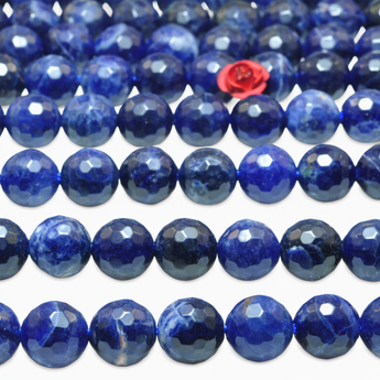 Natural blue sodalite stone faceted round beads wholesale gemstone for jewelry making diy necklace bracelet  diy
