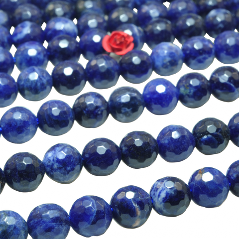 Natural blue sodalite stone faceted round beads wholesale gemstone for jewelry making diy necklace bracelet  diy