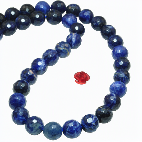 Natural blue sodalite stone faceted round beads wholesale gemstone for jewelry making diy necklace bracelet  diy