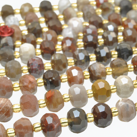Natural petrified wood gemstone faceted rondelle beads brown stone wholesale for jewelry making bracelet necklace diy