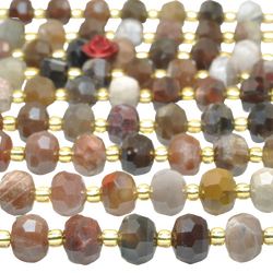 Natural petrified wood gemstone faceted rondelle beads brown stone wholesale for jewelry making bracelet necklace diy