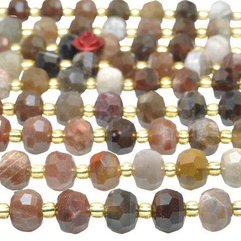Natural petrified wood gemstone faceted rondelle beads brown stone wholesale for jewelry making bracelet necklace diy