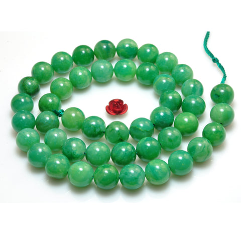 YesBeads natural green Verdite AAA grade gemstone smooth round beads 8mm 15"