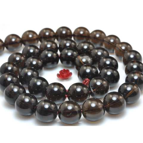 YesBeads Natural Smoky Quartz smooth round beads wholesale gemstone jewelry making 15"