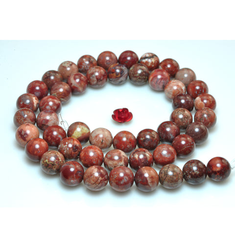 YesBeads Natural Pomergrabite Red Jasper smooth round beads gemstone wholeslae 15"