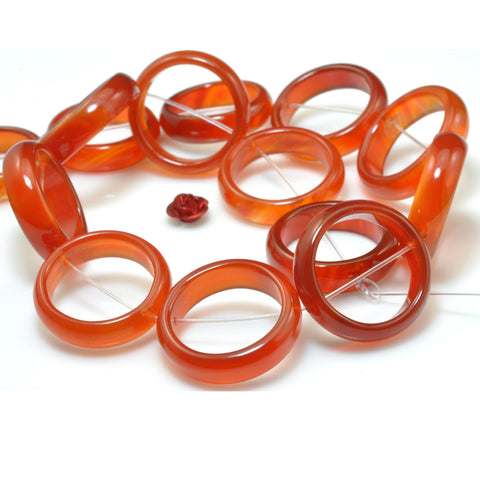 YesBeads Natural Carnelian smooth ring donut circle beads red gemstone wholesale jewelry making