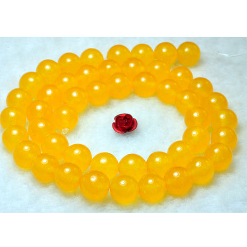 YesBeads Yellow Jade smooth round loose beads wholesale gemstone jewelry 15"