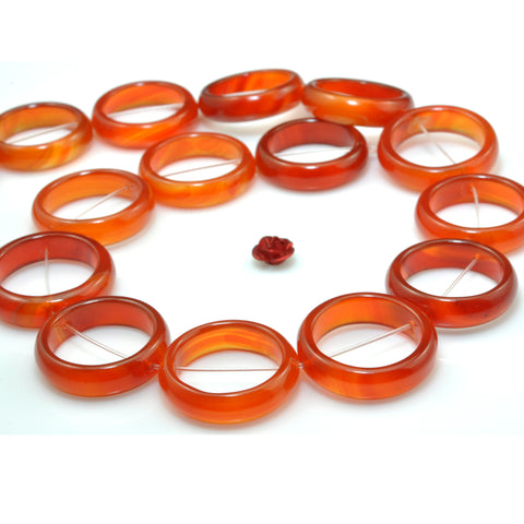 YesBeads Natural Carnelian smooth ring donut circle beads red gemstone wholesale jewelry making