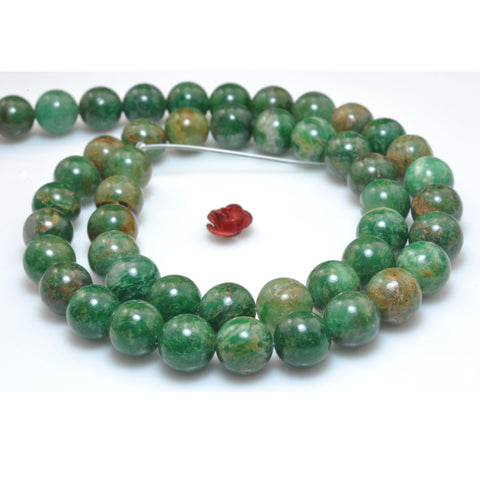 YesBeads natural green African jade smooth round beads gemstone 8mm 15"