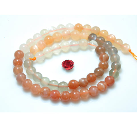 YesBeads Natural Rainbow Moonstone multi mix gemstone smooth round beads wholesale jewelry making 15"