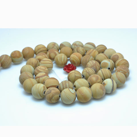 YesBeads Natural Wood Jasper stone matte round beads gemstone wholesale jewelry 15"