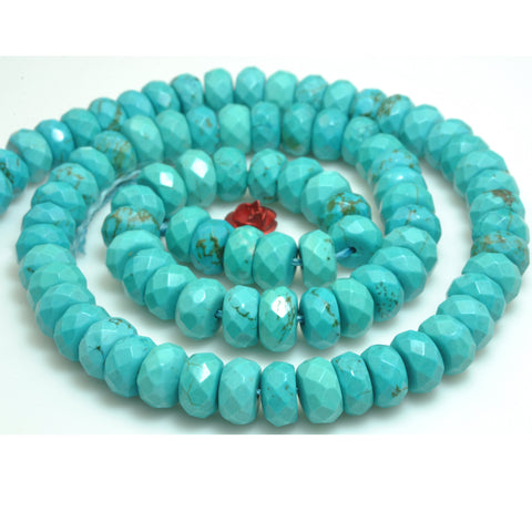 YesBeads Green Turquoise faceted rondelle loose beads gemstone wholesale jewelry making 15''