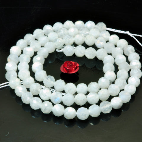 YesBeads Natural Rainbow Moonstone faceted round beads white gemstone wholesale jewelry making 15"
