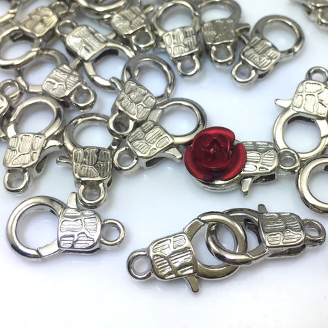 50 pcs of Antique Silver carved lobster clasp in 8mm wideX 15mm length