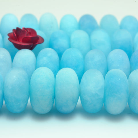 YesBeads Malaysia Jade matte rondelle beads blue jade gemstone wholesale 15"