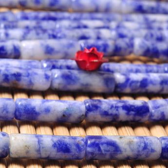 YesBeads Natural Blue Stones smooth tube beads gemstone wholesale jewelry making supplies15"