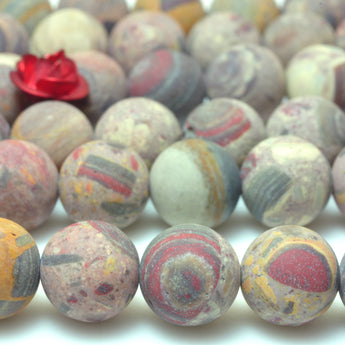 YesBeads Natural Aust Chert Breccia Jasper matte round beads gemstone wholesale jewelry making 15"