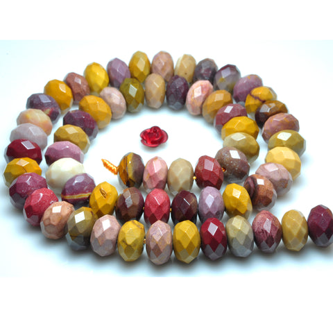 YesBeads Natural Mookaite faceted rondelle beads wholesale gemstone jewelry making 15"