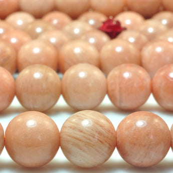 Natural Sunstone smooth round loose beads pink gemstone wholesale jewlery making bracelet necklace diy