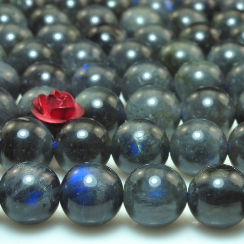 YesBeads Natural Labradorite gemstone smooth loose round beads wholesale jewelry 15"