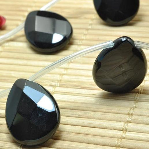 Black onyx faceted teardrop loose beads gemstone wholesale jewelry making earring design stone
