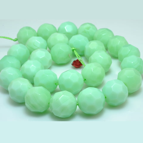 YesBeads Green Ceramic faceted round loose beads wholesale gemstone jewelry 14mm
