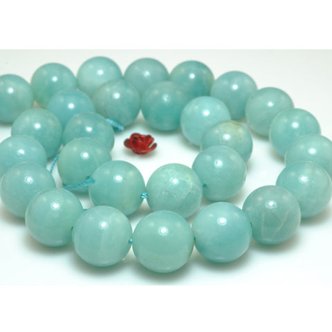 Natural Amazonite smooth round loose beads green gemstone wholesale jewelry making 15"