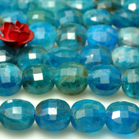 YesBeads natural blue Apatite gemstone micro faceted loose coin beads wholesale jewelry making 6mm 15"