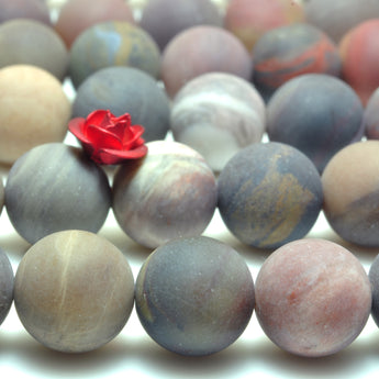 YesBeads Natural Petrified Wood Jasper stone matte round beads gemstone wholesale jewelry making 15"