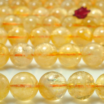 Natural Citrine gemstone smooth round beads yellow crystal stone wholesale jewelry making 8mm