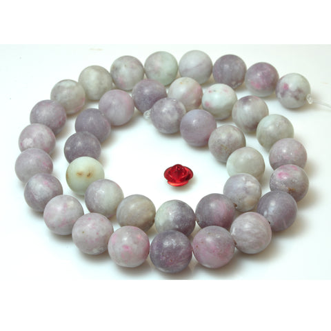 YesBeads Natural Pink Tourmaline matte round beads gemstone wholesale jewelry 15"