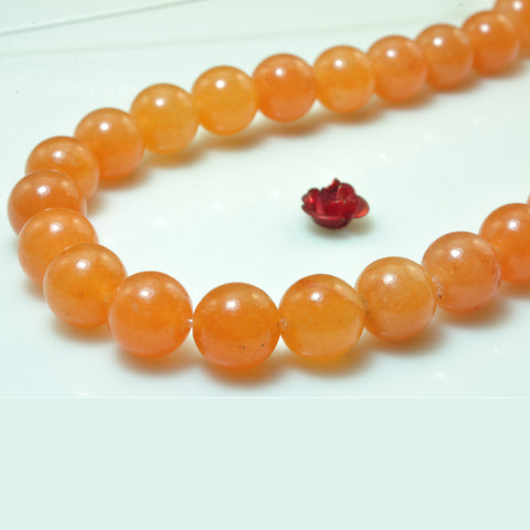 YesBeads natural orange Aventurine smooth round loose beads gemstone 15"