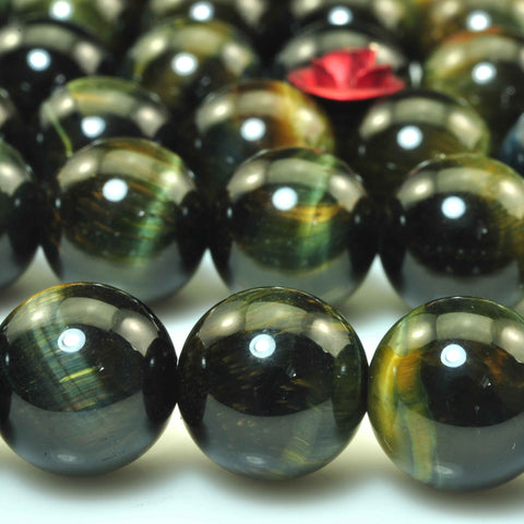 YesBeads natural blue golden Tiger Eye A grade smooth round loose beads wholesale gemstone jewelry making 15"