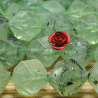 Natural Green Prehnite star cut faceted nugget beads gemstone jewelry making bracelet necklace diy