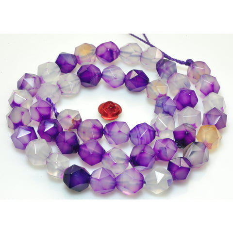 YesBeads Purple Agate star cut faceted nugget beads gemstone 8mm 15"