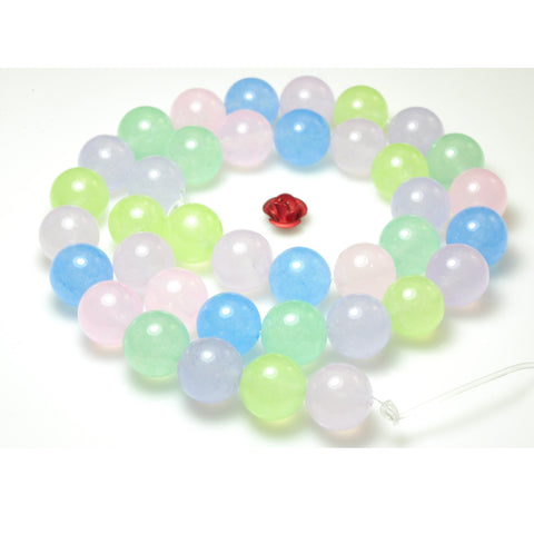 YesBeads Rainbow Jade multicolor mix gemstone smooth round loose beads wholesale jewelry making 15"