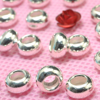 925 sterling silver solid smooth Rondelle Spacer beads wholesale jewelry findings supplies
