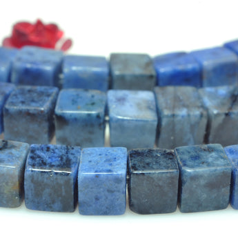 YesBeads Natural Blue Dumortierite gemstone smooth square cube beads 4mm 15"