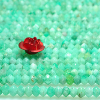 YesBeads natural green Emerald A grade faceted disc rondelle beads gemstone 2x3mm 15"
