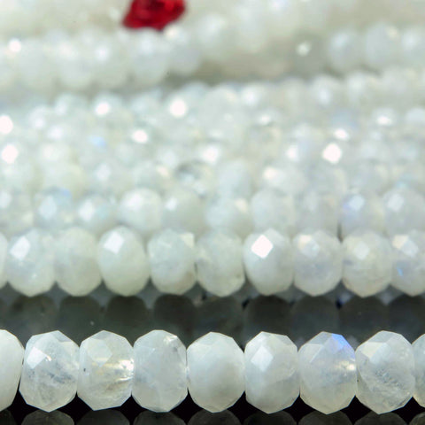 YesBeads natural rainbow Moonstone faceted rondelle loose beads wholesale gemstone 4x6mm