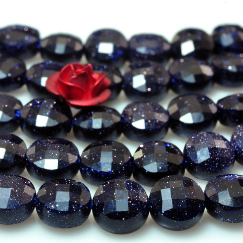 Blue Sandstone micro faceted coin loose beads wholesale gemstone jewelry making 6mm