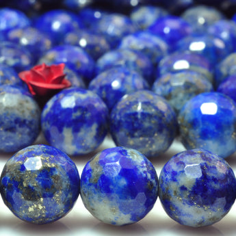 Natural Lapis Lazuli faceted loose round beads blue lapis stone wholesale gemstone for jewelry making bracelet DIY