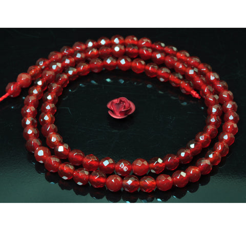 YesBeads Natural Carnelian faceted round beads wholesale gemstone jewelry 15"