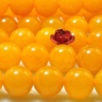 YesBeads Yellow Jade smooth round loose beads wholesale gemstone 15"