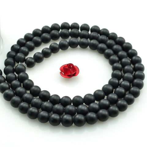 Black Onyx matte round loose beads wholesale gemstone jewelry making bracelet necklace diy