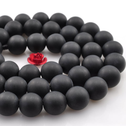 Black Onyx matte round loose beads wholesale gemstone jewelry making bracelet necklace diy