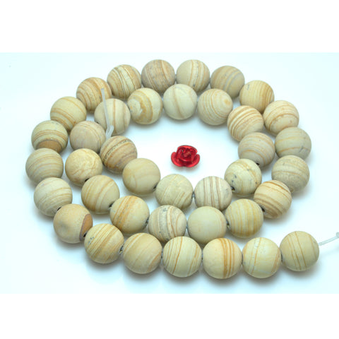 YesBeads Yellow Banded Jasper matte round beads gemstone wholesale jewelry 15"