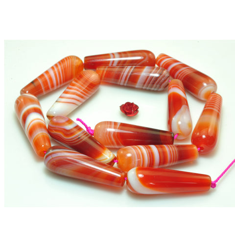 YesBeads Natural Red Banded Agate smooth teardrop beads gemstone wholesale 15"
