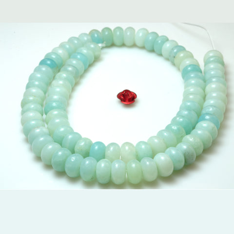 YesBeads Natural Amazonite gemstone smooth rondelle loose beads wholesale jewelry making 15"